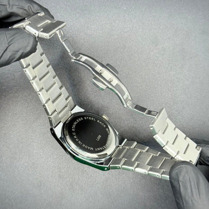 TISSOT PRX BLACK  dial with silver chain